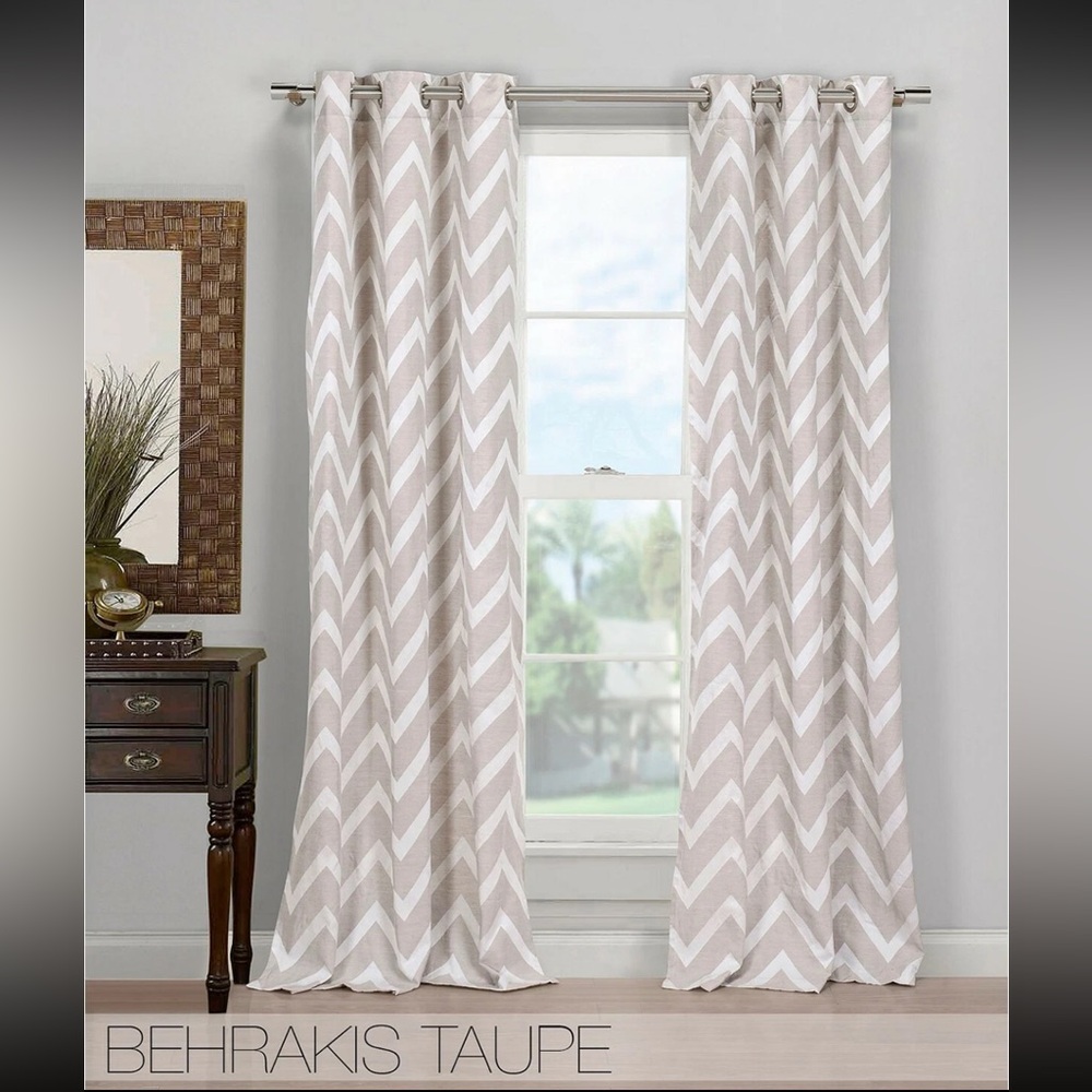Duck River | gray Chevron Patterned Curtain Panels 40” x 84” grommet